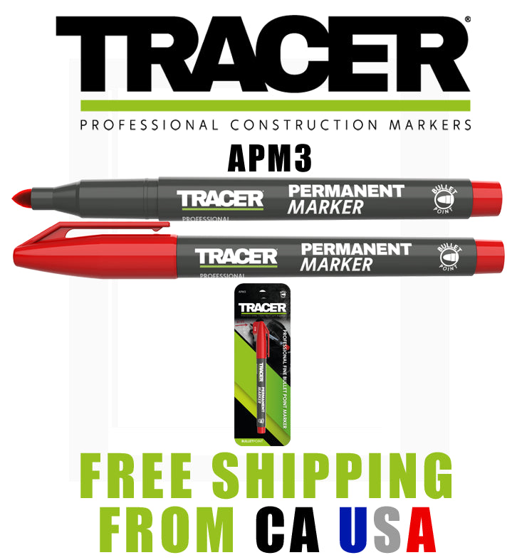 TRACER APM3 Red Fine Bullet Point Marker Acrylic Tip 1-2mm Tip