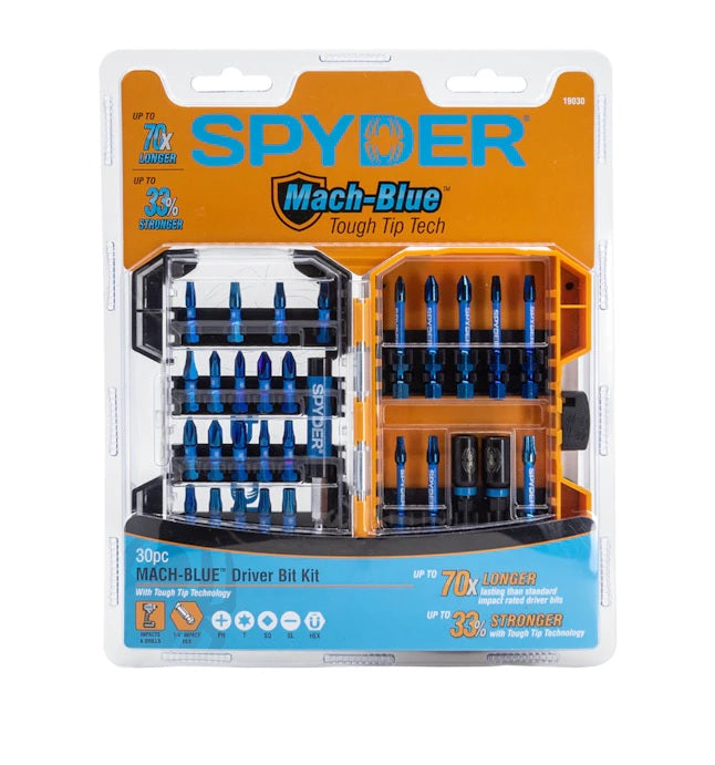 Spyder Mach-Blue 30-Piece 1/4-in x Set Impact Driver Bit Set