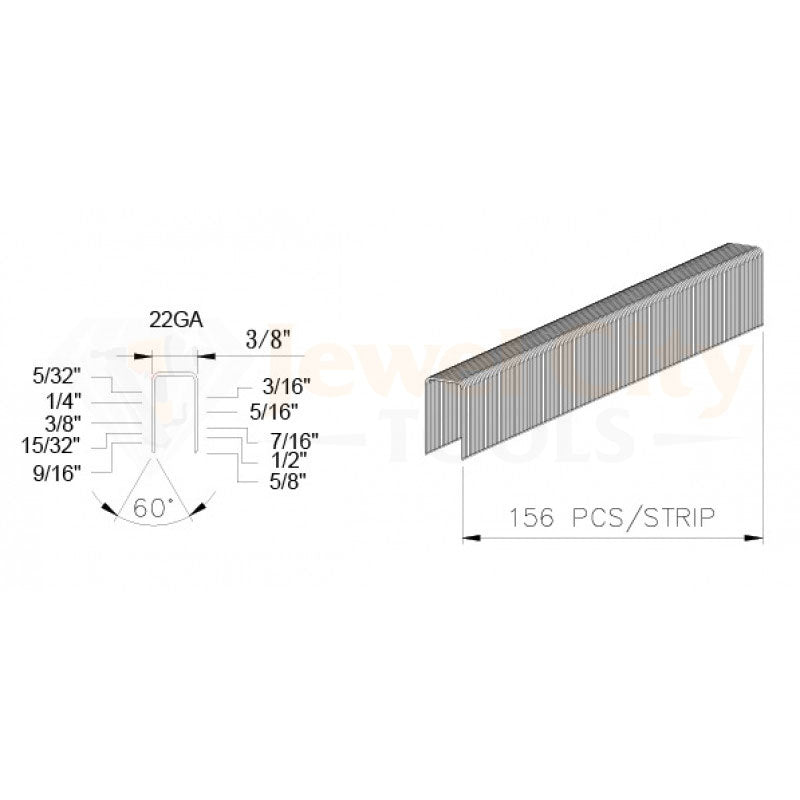 22 Gauge (22 Ga.) 3/8" Crown 1/4" 6mm Long Length Fine Wire Staples 10,000 pcs Galvanized C-Series C06 618245877129