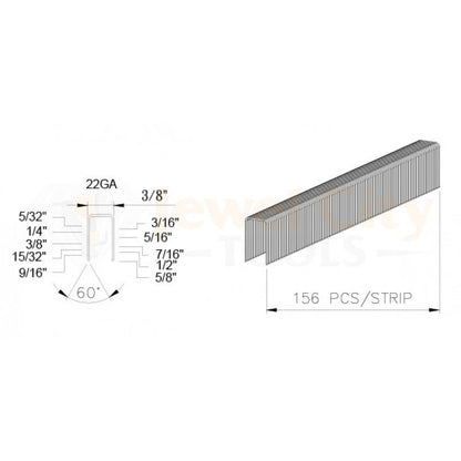 22 Gauge (22 Ga.) 3/8" Crown 1/4" 6mm Long Length Fine Wire Staples 10,000 pcs Galvanized C-Series C06 618245877129