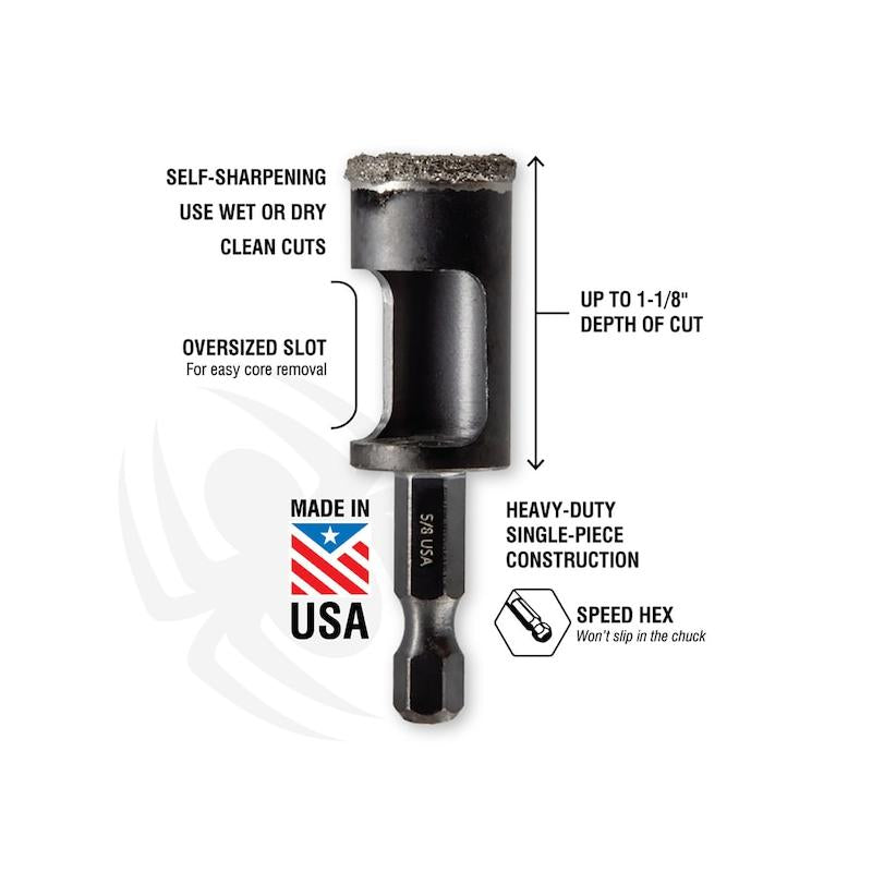 Spyder 600853 1-Inch Diamond Arbor Hole Saw Bit