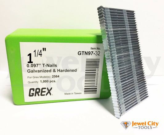 Grex 0.097" GTN97-32 1-1/4" T-Nails for Concrete Galvanized & Heat Treated  (Qty: 1,000)