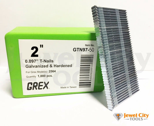 Grex 0.097" GTN97-50 2" T-Nails for Concrete Galvanized & Heat Treated  (Qty: 1,000)