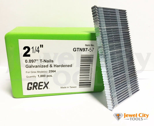 Grex 0.097" GTN97-57 2-1/4" T-Nails for Concrete Galvanized & Heat Treated  (Qty: 1,000)